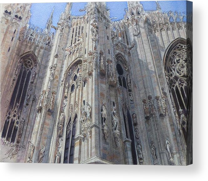 Architecture Acrylic Print featuring the painting Duomo di Milano II by Henrieta Maneva