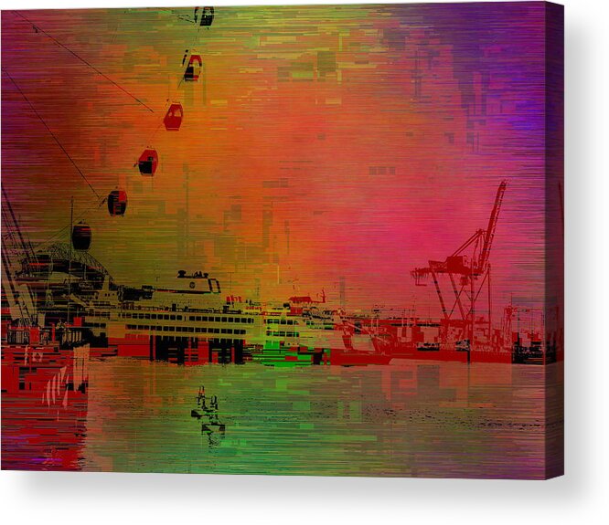 Abstract Acrylic Print featuring the digital art Elliott Bay Cubed by Tim Allen