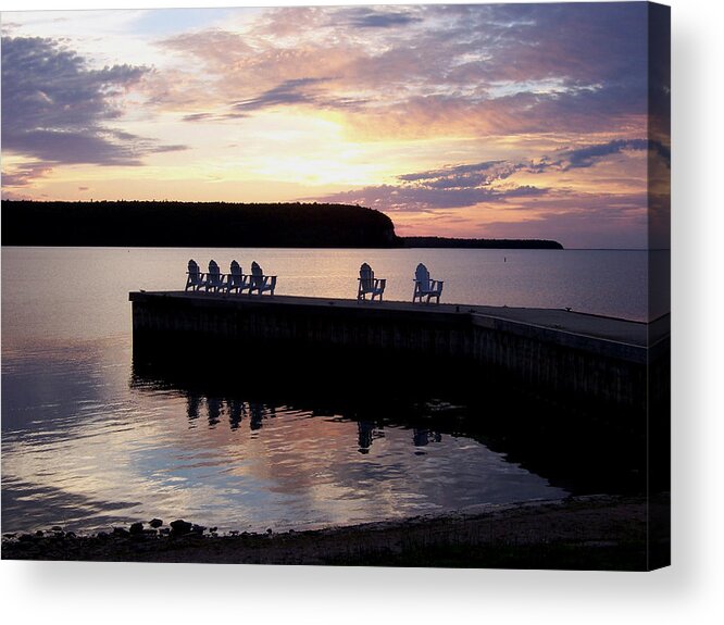 Ephraim Acrylic Print featuring the photograph Ephraim Dock Sunset at Old Post Office by David T Wilkinson