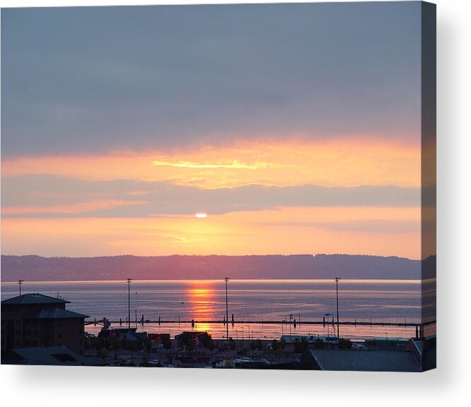 Pacific Acrylic Print featuring the photograph Everett Sunset01 by Mamoun Sakkal