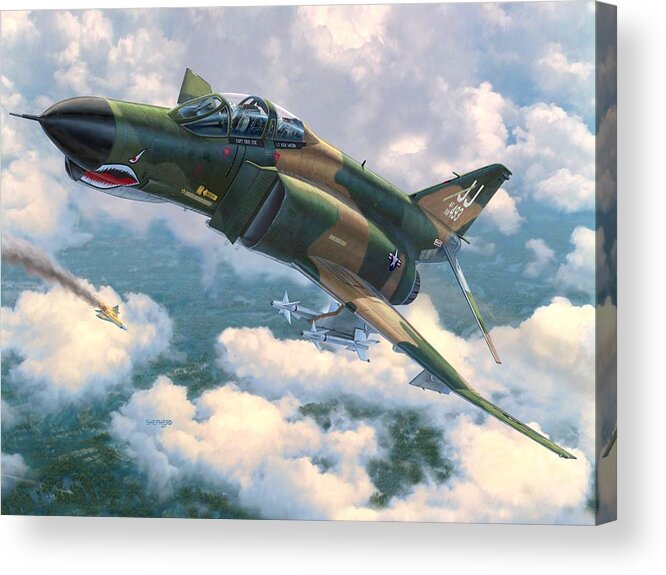 F-4 Phantom Ii Acrylic Print featuring the digital art F-4E MiG Killers by Stu Shepherd