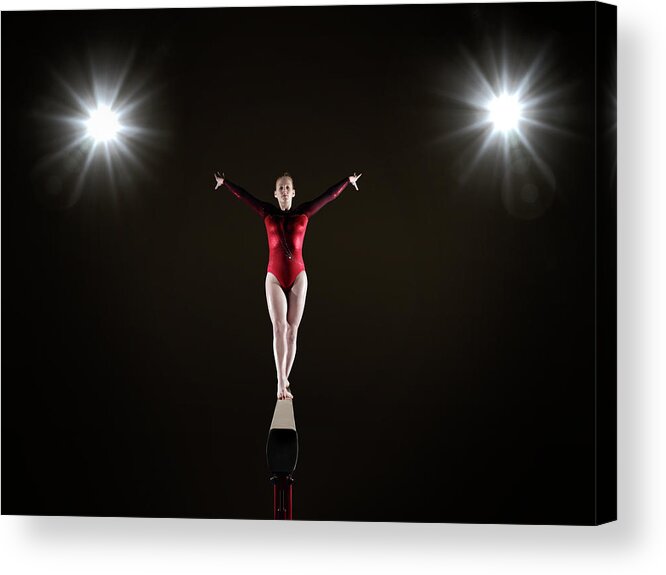Human Arm Acrylic Print featuring the photograph Female Gymnast On Balance Beam by Mike Harrington