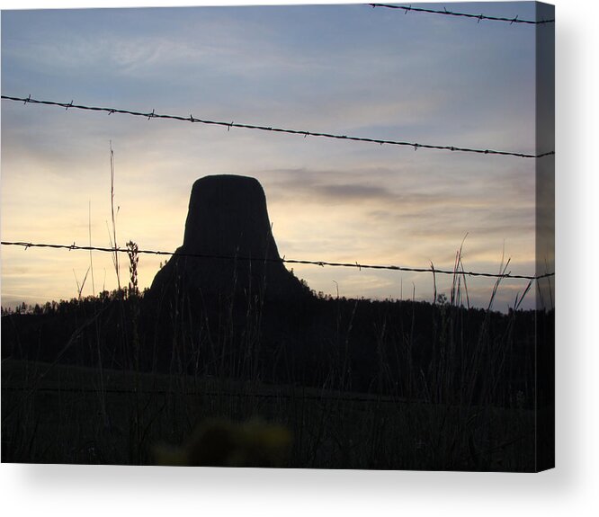 Devils Tower Acrylic Print featuring the photograph Fencing Devil's Tower by Cathy Anderson
