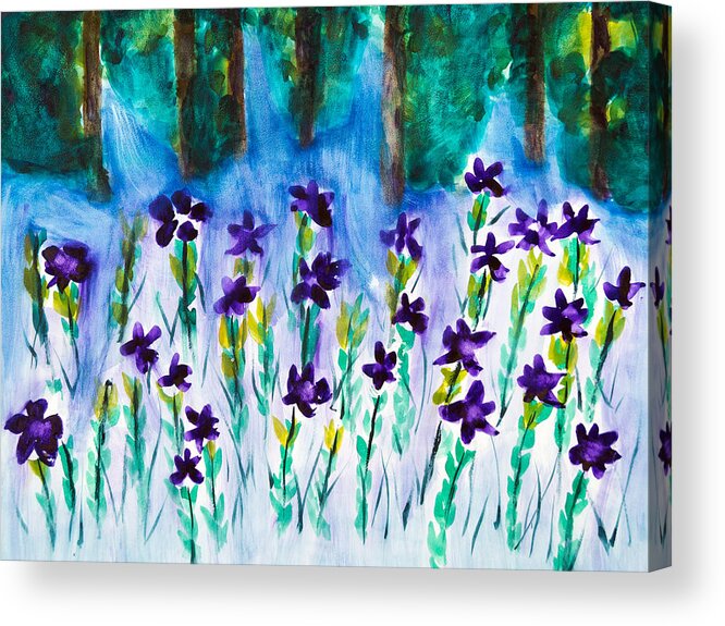 Flowers Acrylic Print featuring the painting Field of Violets by Frank Bright