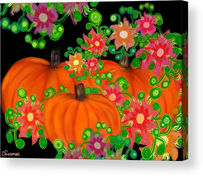 Fiesta Acrylic Print featuring the digital art Fiesta pumpkins by Christine Fournier
