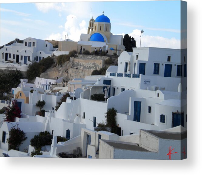 Colette Acrylic Print featuring the photograph Fira Village Santorini Greece by Colette V Hera Guggenheim