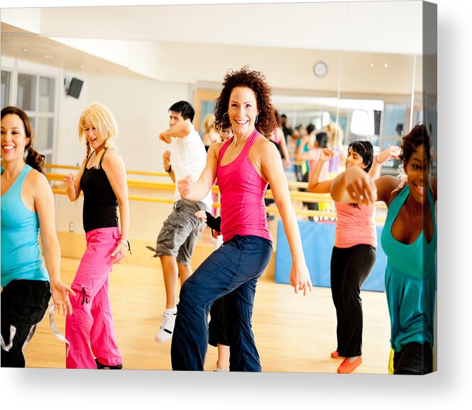 People Acrylic Print featuring the photograph Fitness dance class by FatCamera