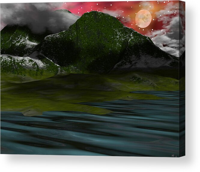 Landscape Acrylic Print featuring the digital art Foggy Mountain Dew by Michele Wilson