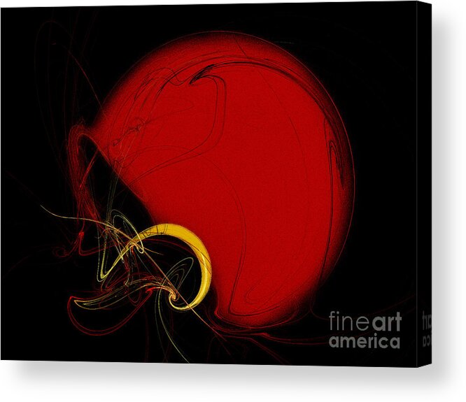 Colors Acrylic Print featuring the digital art Football Helmet Red Fractal Art 2 by Andee Design