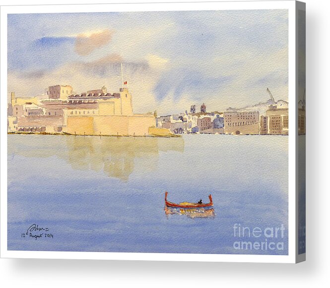 Fort St Angelo Acrylic Print featuring the painting Fort St Angelo by Godwin Cassar