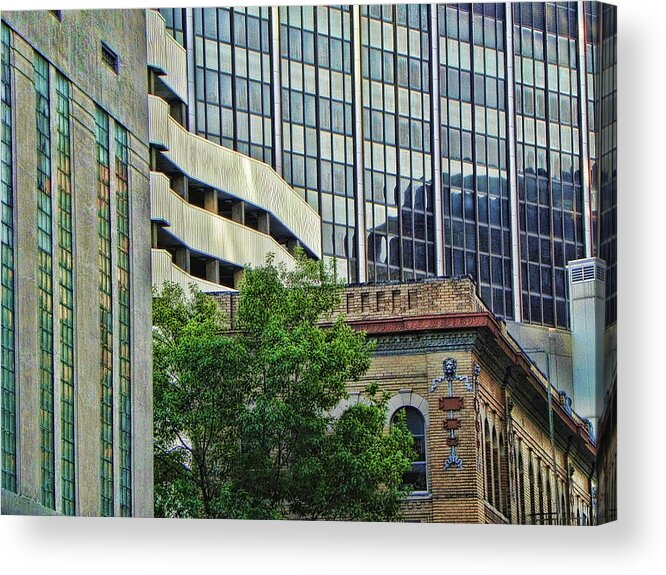 Fort Worth Acrylic Print featuring the photograph Fort Worth Old and New by Kathy Churchman