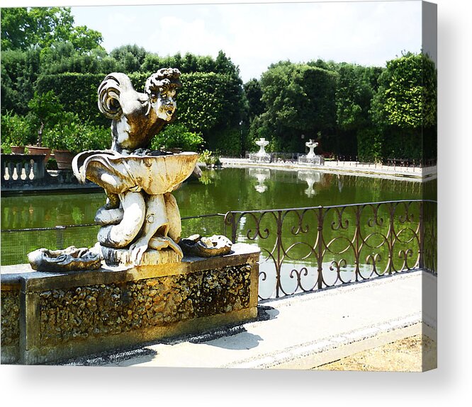 Fountain Acrylic Print featuring the photograph Fountain in Boboli Gardens Florence Italy by Irina Sztukowski