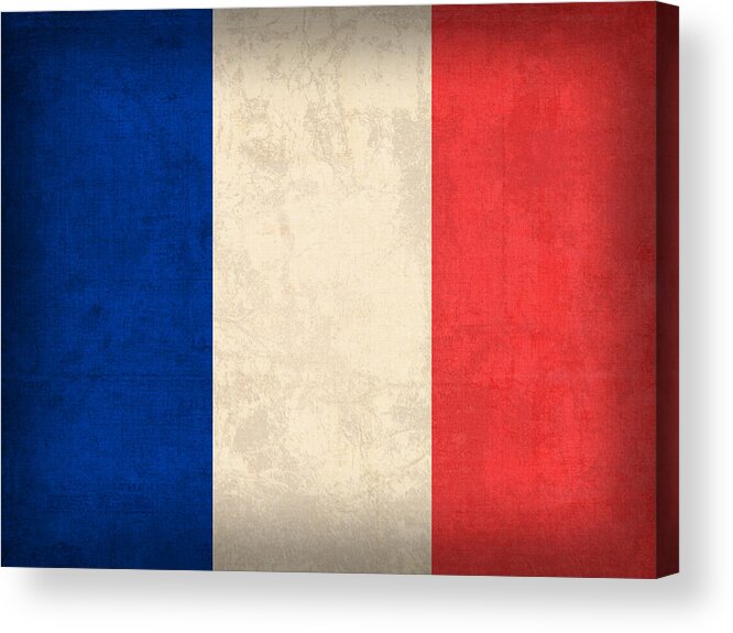France Flag Paris Marseilles French Europe Acrylic Print featuring the mixed media France Flag Distressed Vintage Finish by Design Turnpike