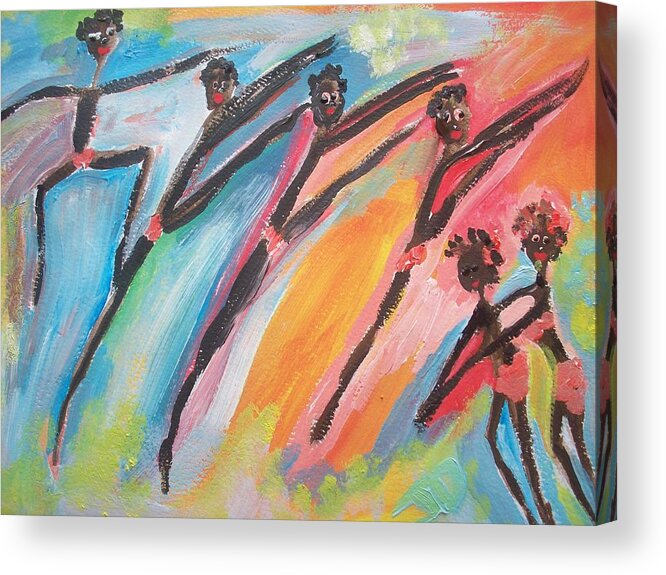 Ballet Acrylic Print featuring the painting Freedom joyful ballet by Judith Desrosiers