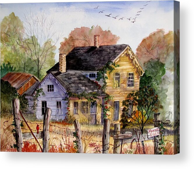 Farmhouse Acrylic Print featuring the painting Fresh Eggs For Sale by Marilyn Smith