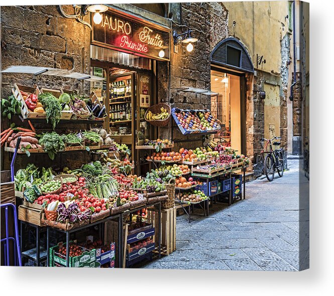 Orange Acrylic Print featuring the photograph Fresh Market in Florence Italy by TerryJ