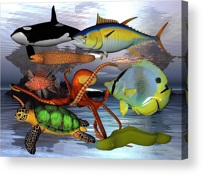 Sea Acrylic Print featuring the digital art Friends of the Sea by Betsy Knapp