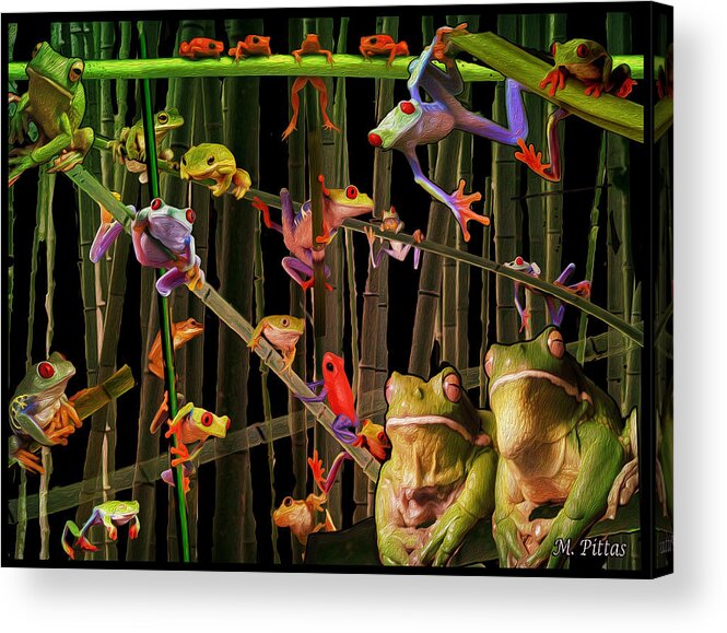 Frog Acrylic Print featuring the digital art Frog Bog by Michael Pittas
