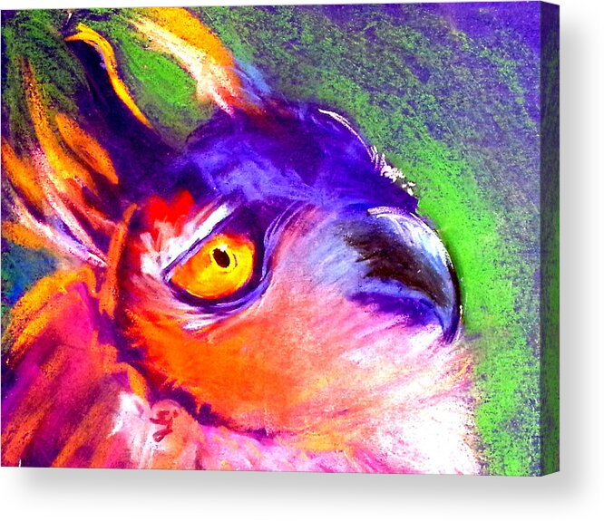 Art Acrylic Print featuring the painting Funky European Eagle Owl Art Print by Sue Jacobi