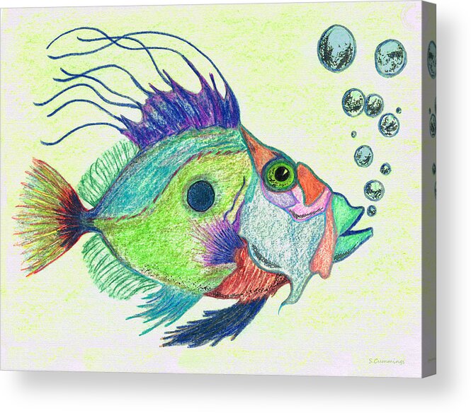 Fish Acrylic Print featuring the painting Funky Fish Art - By Sharon Cummings by Sharon Cummings