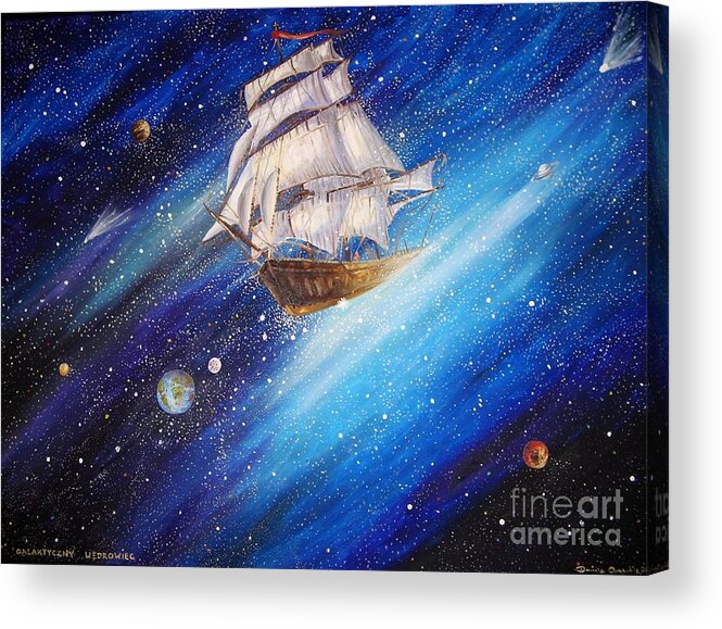 Galactic Traveler Acrylic Print featuring the painting Galactic Traveler by Dariusz Orszulik