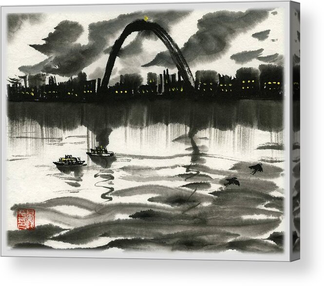 Arch Acrylic Print featuring the painting Gateway Arch by Ping Yan