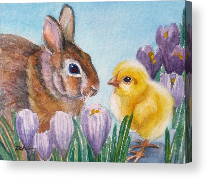 Baby Animals Acrylic Print featuring the painting Georgia and Emmy Fluffentail by Janet Zeh