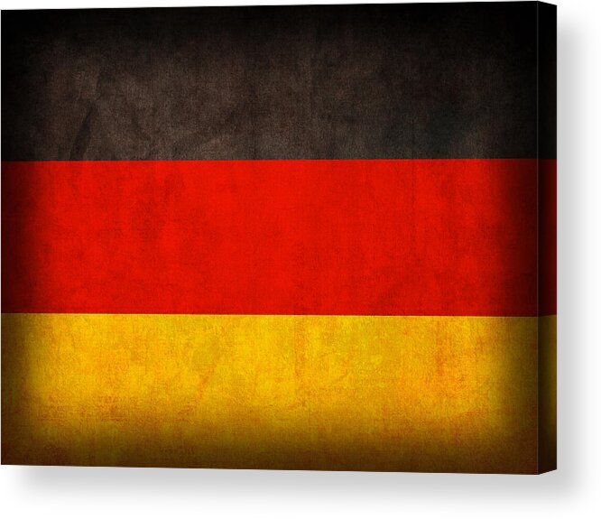 Germany Flag German Europe Dresden Hamburg Berlin Dusseldorf Acrylic Print featuring the mixed media Germany Flag Vintage Distressed Finish by Design Turnpike