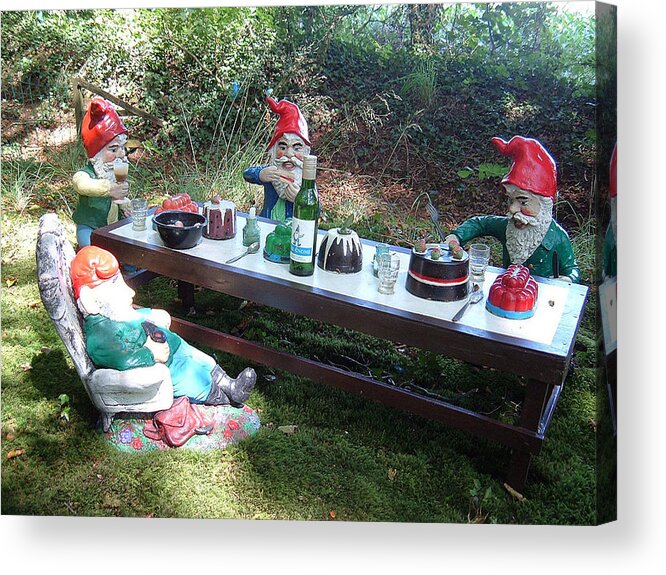 Gnomes Acrylic Print featuring the photograph Gnome Cooking by Richard Brookes