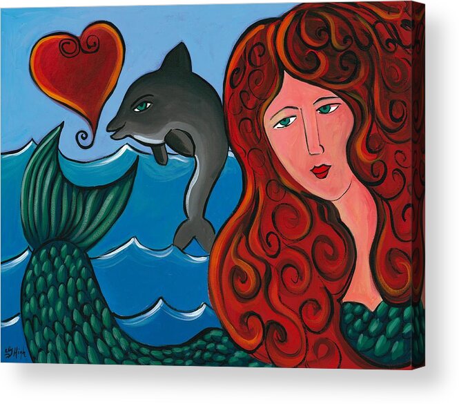 Mermaid Acrylic Print featuring the painting Goddess of the Seas by Gerry High