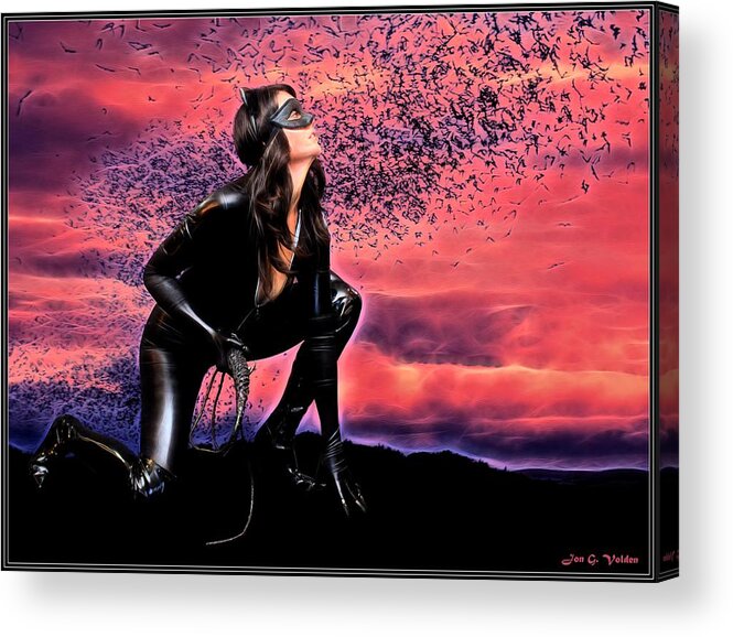 Bat Acrylic Print featuring the painting Going Baty by Jon Volden