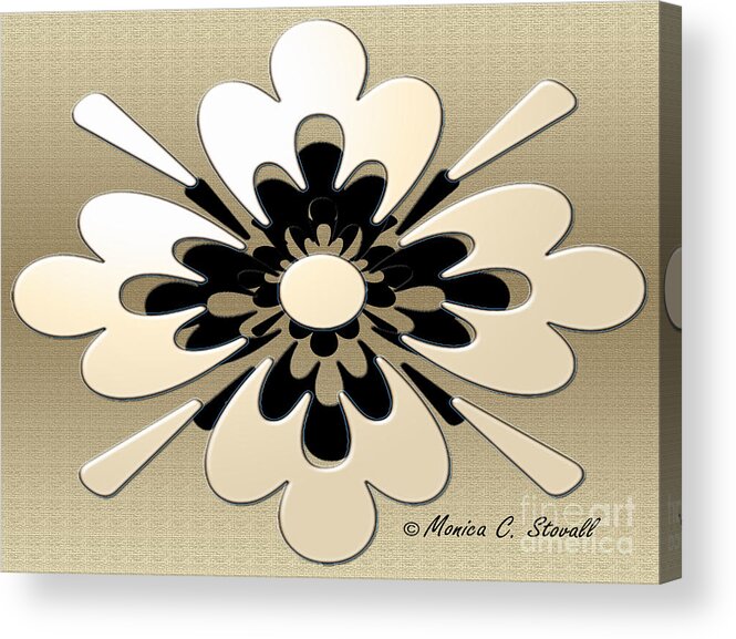 Gradient Cream On Gold Floral Design Acrylic Print featuring the digital art Gradient Cream on Gold Floral Design by Monica C Stovall