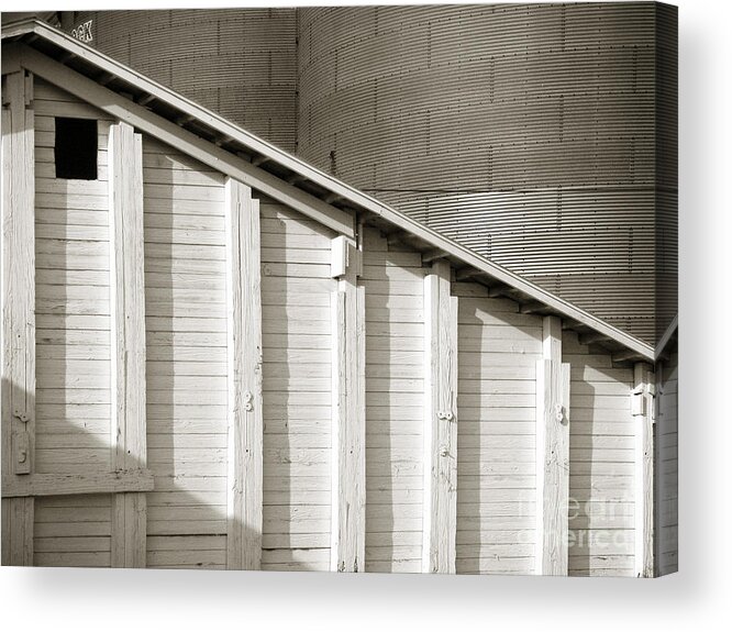 Black And White Acrylic Print featuring the photograph Grain Depot 1 by Tom Brickhouse