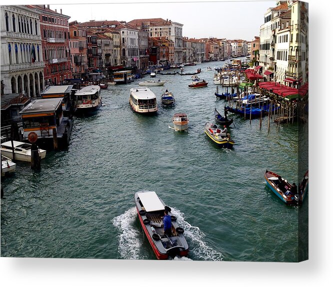 Venice Acrylic Print featuring the photograph Grand Canal's Morning Rush by Amelia Racca