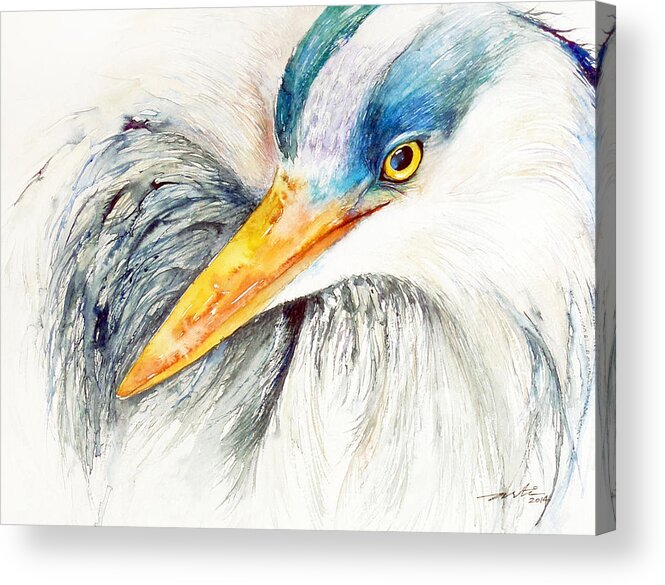 Bird Acrylic Print featuring the painting Great Blue Heron by Arti Chauhan