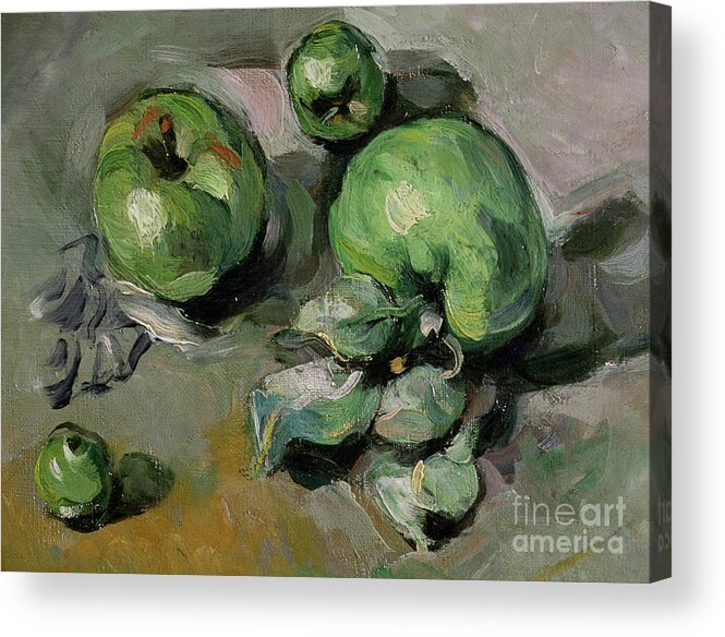 Pommes Vertes Acrylic Print featuring the painting Green Apples by Paul Cezanne
