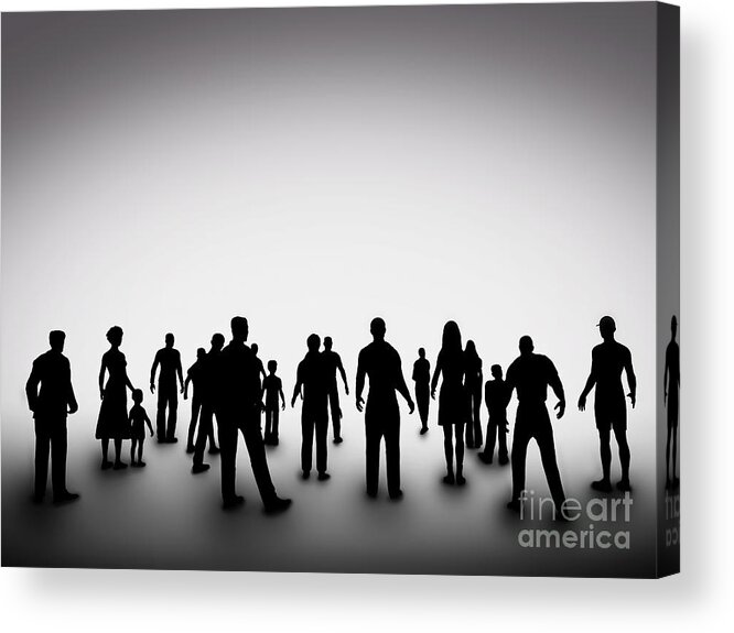 People Acrylic Print featuring the photograph Group of various people silhouettes by Michal Bednarek