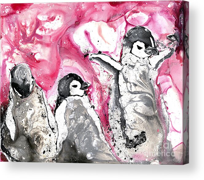 Animals Acrylic Print featuring the painting Guin-Pen's by Kasha Ritter