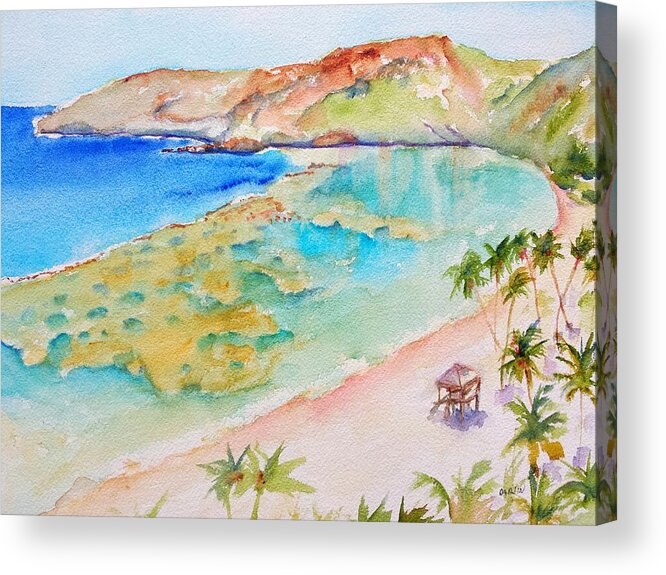 Hanauma Bay Acrylic Print featuring the painting Hanauma Bay by Carlin Blahnik CarlinArtWatercolor