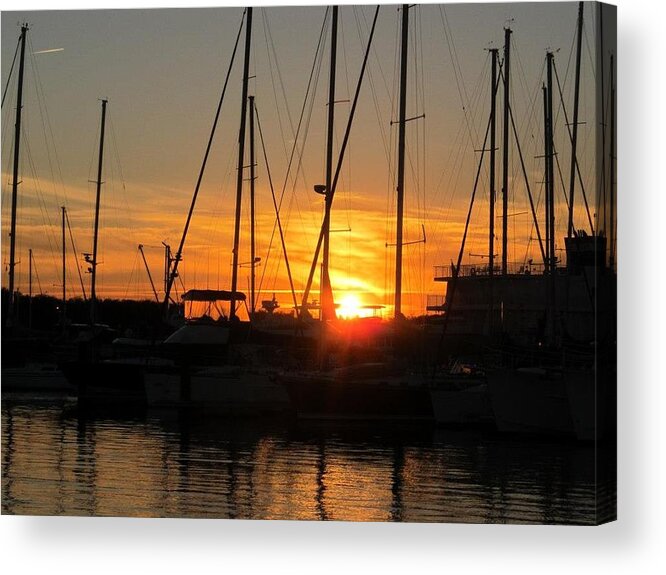 Sunset Acrylic Print featuring the photograph Harbor Sunset in Charleston SC by Joetta Beauford