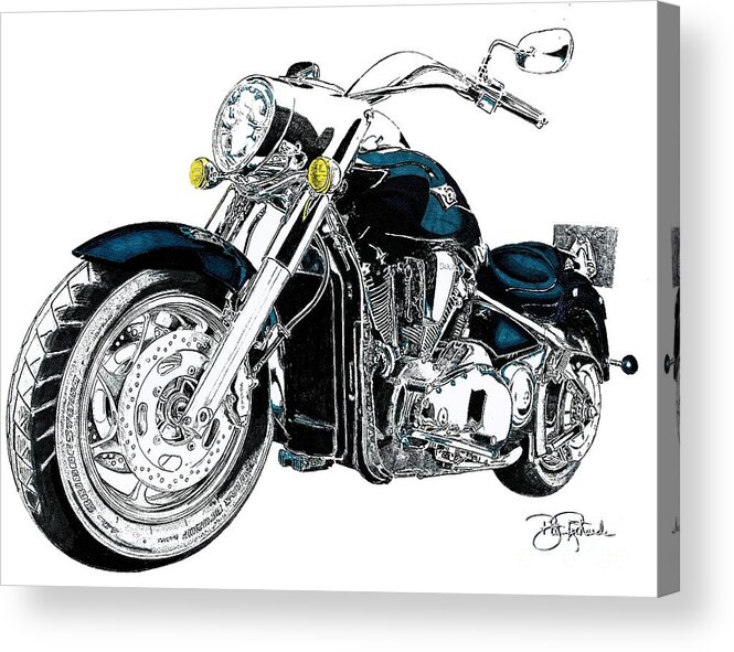 Harley Acrylic Print featuring the drawing Harley Davidson by Bill Richards