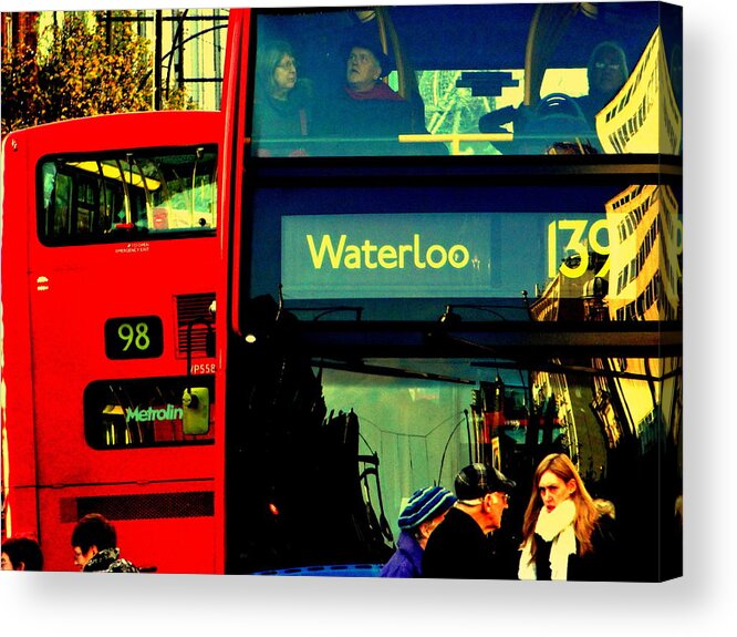 London Acrylic Print featuring the photograph Heading to Waterloo on London Bus by Funkpix Photo Hunter