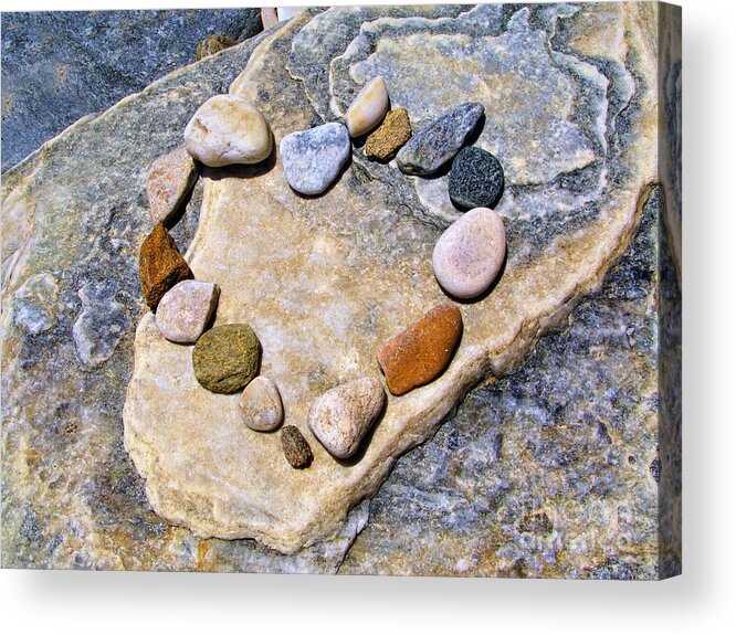 Valentines Acrylic Print featuring the photograph Heart and stones by Daliana Pacuraru