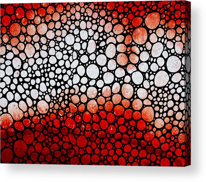 Red Acrylic Print featuring the painting Heart Echo - Red Black White - Stone Rock'd Art by Sharon Cummings