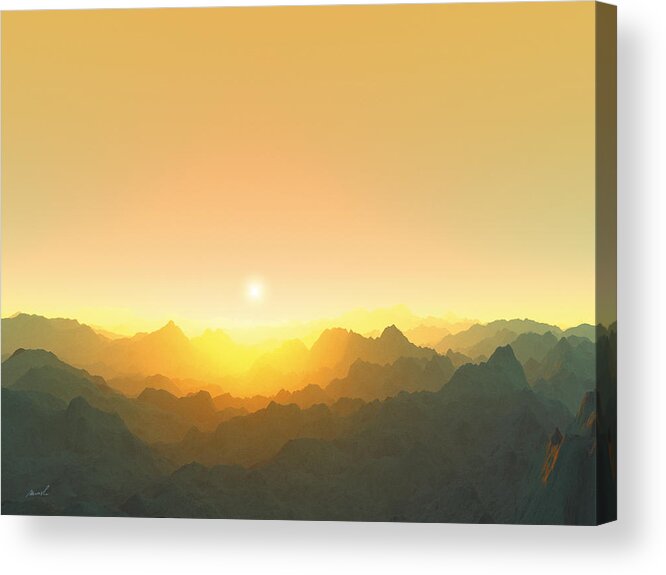 Mountains Acrylic Print featuring the digital art Heavens Breath 3 by The Art of Marsha Charlebois