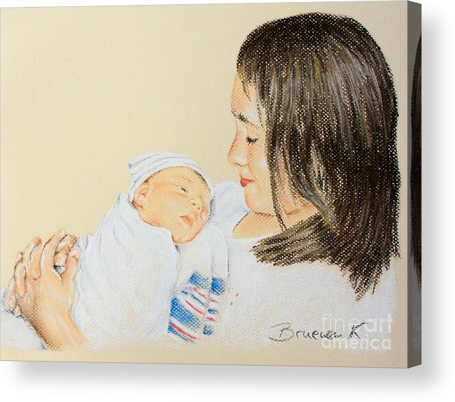 Pastel Acrylic Print featuring the pastel Here I am sister by Katharina Bruenen