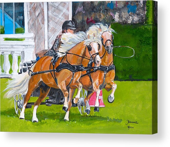 Horses Acrylic Print featuring the painting Hickstead by Janina Suuronen