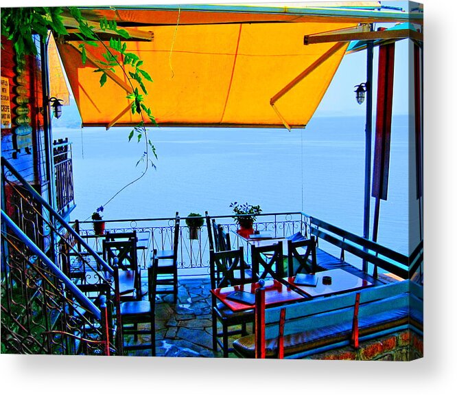 Cafe Acrylic Print featuring the photograph High Above The Sea by Andreas Thust
