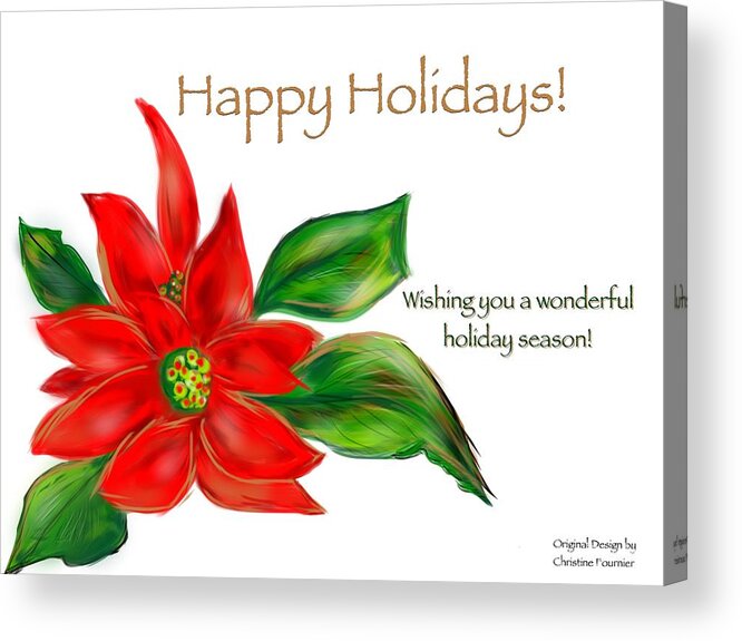Greeting Card Acrylic Print featuring the digital art Holiday Poinsettia by Christine Fournier