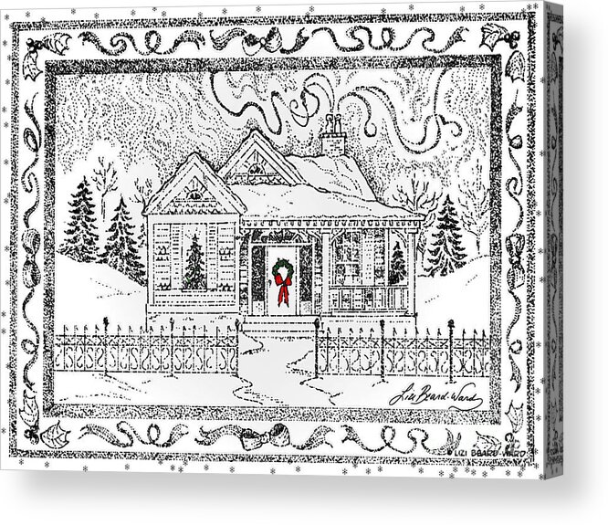 Christmas Card Acrylic Print featuring the drawing Home for Christmas by Lizi Beard-Ward